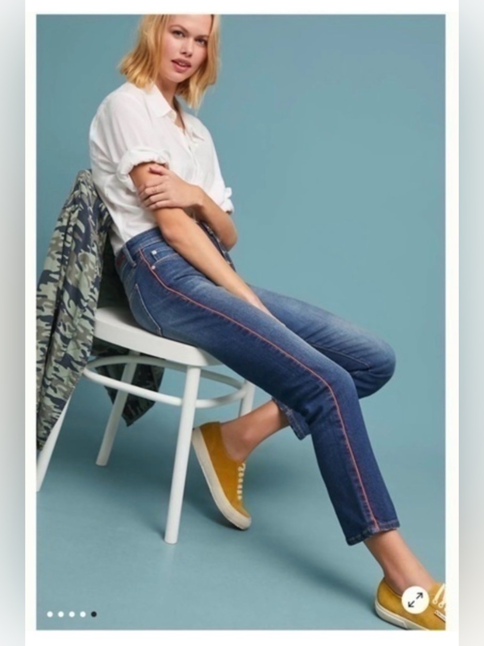 Anthropologie Pilcro and the Letterpress Relaxed Straight jeans Red Side Piping